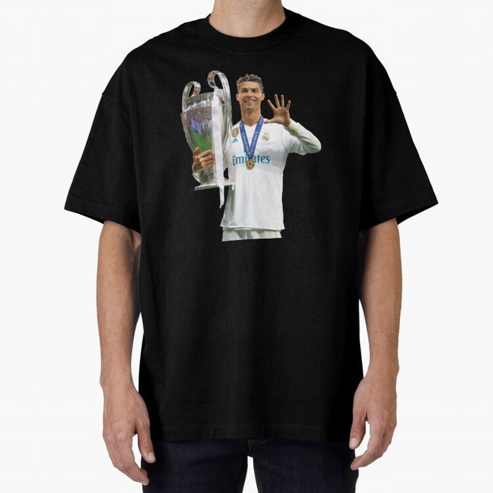 Cristiano Ronaldo with the cup Oversized T-Shirt Share FIFA World Cup 2026 Group Stage for Fans of Mbappe and Neymar and England, Bringing Worldwide Fan Energy, Dramatic Goals, Stadium Lights and Championship Celebrations; Great for Watch Parties,