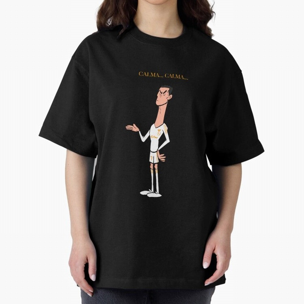 Cristiano Ronaldo ¨C Calma Calma Shirt Celebration (Cartoon) Oversized T-Shirt Show Your Love for Match Day Hype around FIFA World Cup 2026 USA Canada Mexico, CR7 and Messi, Brazil, Portugal and Argentina, Champion Mindset, Group Stage Buzz,