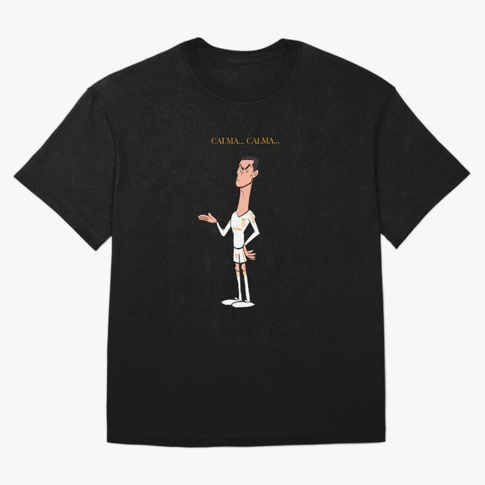 Cristiano Ronaldo ¨C Calma Calma Shirt Celebration (Cartoon) Oversized T-Shirt Show Your Love for Match Day Hype around FIFA World Cup 2026 USA Canada Mexico, CR7 and Messi, Brazil, Portugal and Argentina, Champion Mindset, Group Stage Buzz,