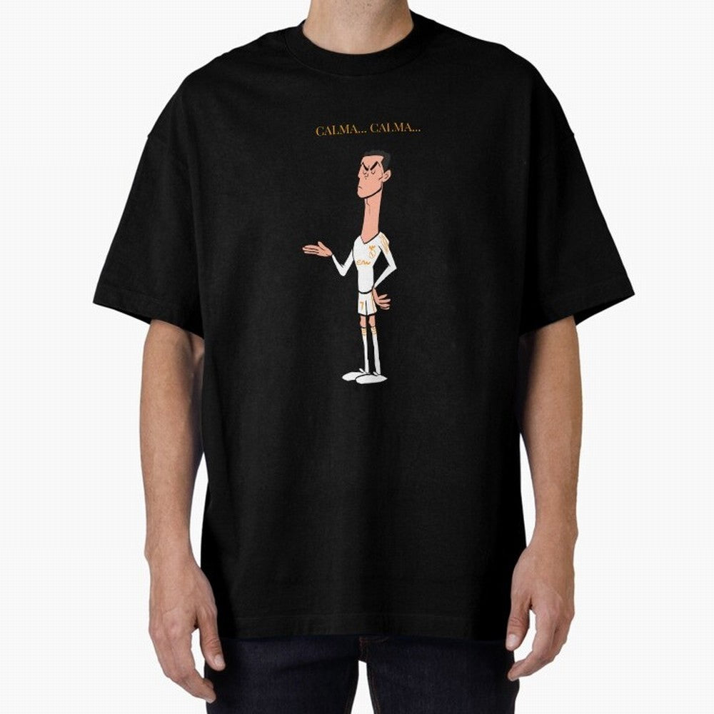 Cristiano Ronaldo ¨C Calma Calma Shirt Celebration (Cartoon) Oversized T-Shirt Show Your Love for Match Day Hype around FIFA World Cup 2026 USA Canada Mexico, CR7 and Messi, Brazil, Portugal and Argentina, Champion Mindset, Group Stage Buzz,