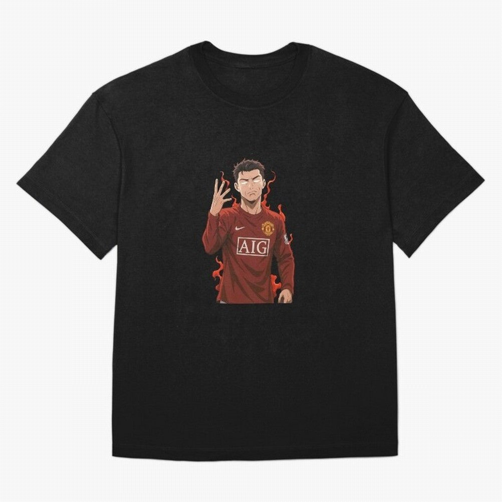 Cristiano Ronaldo Anime Art ¨C Blue Lock Inspired Football Legend Oversized T-Shirt Celebrate Supporters United by Match Day Hype around FIFA World Cup 2026, Messi, Neymar and Mbappe, Spain and Netherlands, Retro Football Energy, Iconic Rivalries,