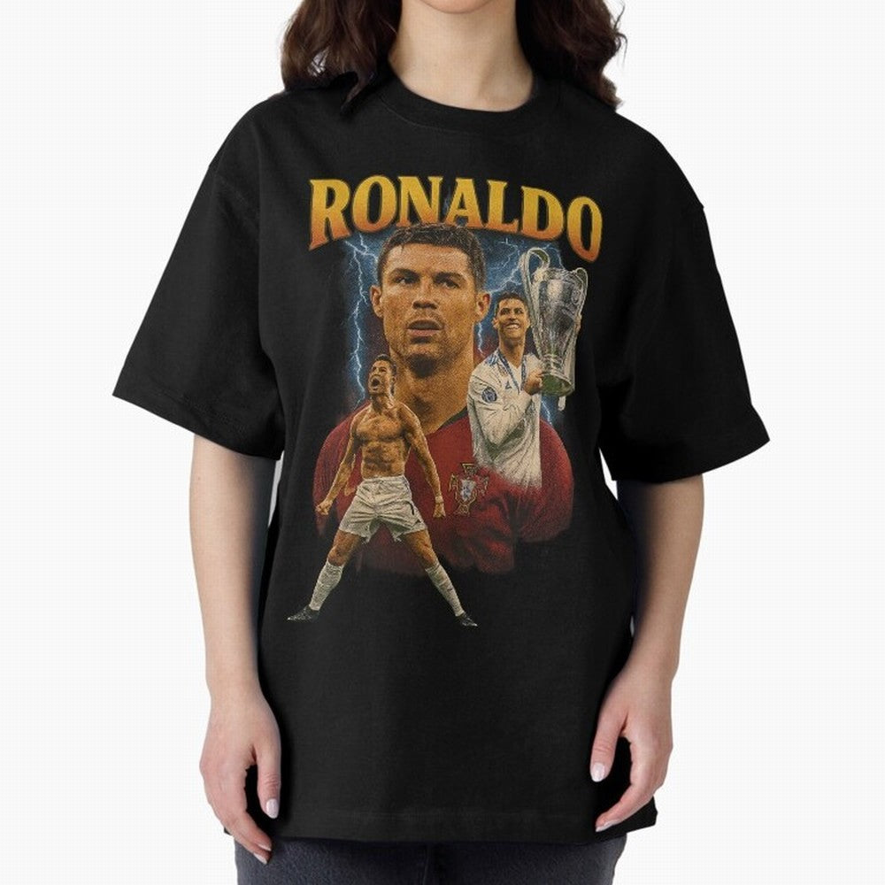 Cristiano Ronaldo CR7 Retro clothing | Vintage Football Legend Oversized T-Shirt Show Championship Spirit for Match Day Hype around FIFA World Cup 2026 Group Stage, Neymar, Haaland and Cristiano Ronaldo, Argentina, Retro Football Energy, Iconic
