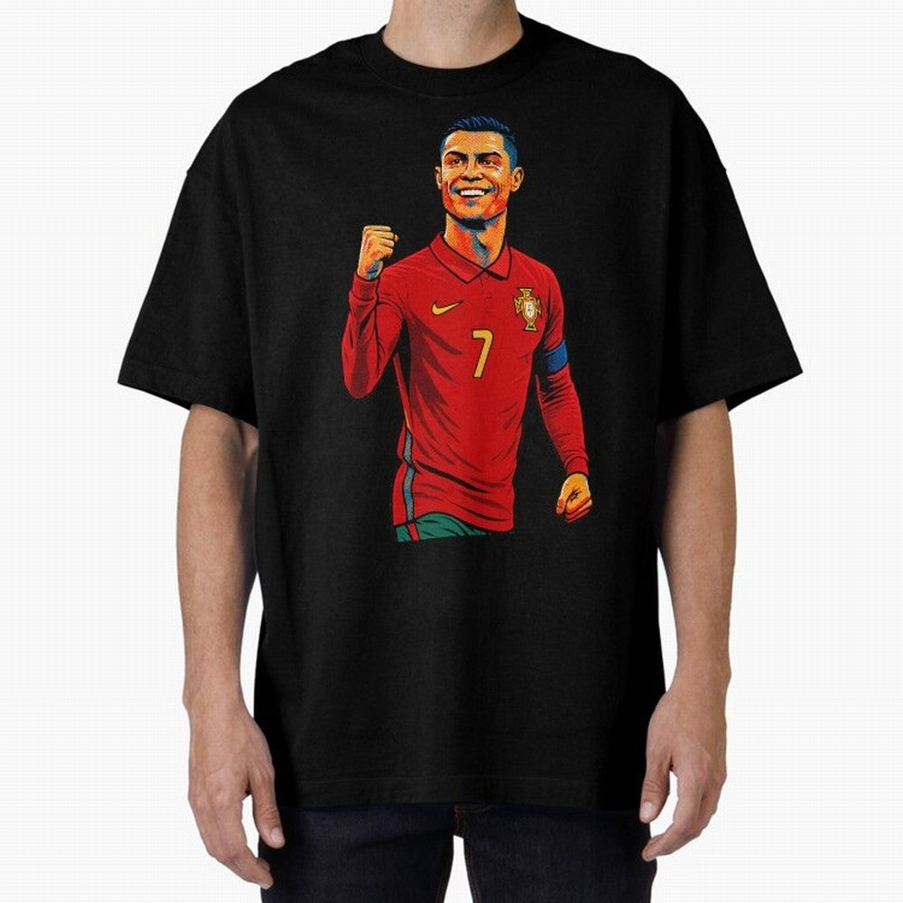 Cristiano Ronaldo Goal Pop Art Oversized T-Shirt Bring Bold Fan Energy to FIFA World Cup 2026 for Fans of Neymar and Argentina, France and Brazil, Bringing Stadium Memories, Football Loyalty, International Chants and Championship Tradition; Ideal