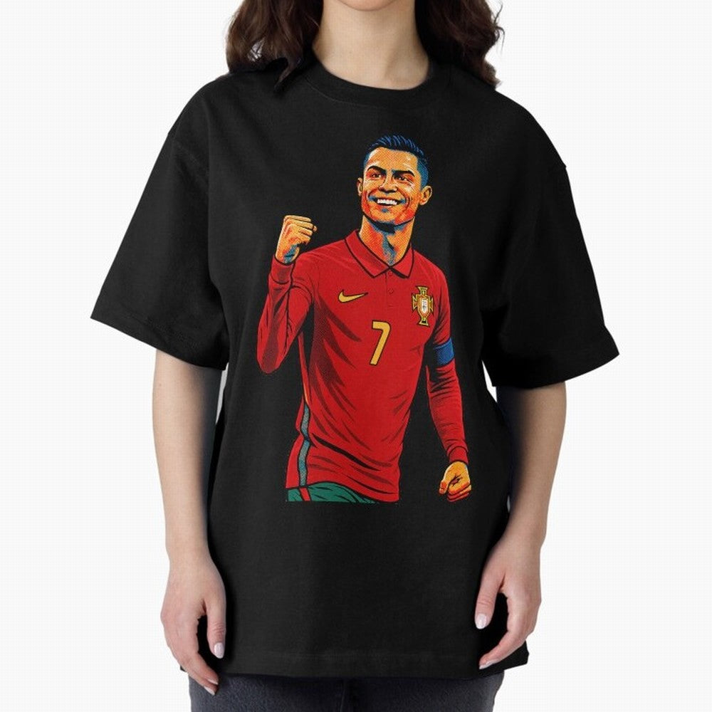 Cristiano Ronaldo Goal Pop Art Oversized T-Shirt Bring Bold Fan Energy to FIFA World Cup 2026 for Fans of Neymar and Argentina, France and Brazil, Bringing Stadium Memories, Football Loyalty, International Chants and Championship Tradition; Ideal