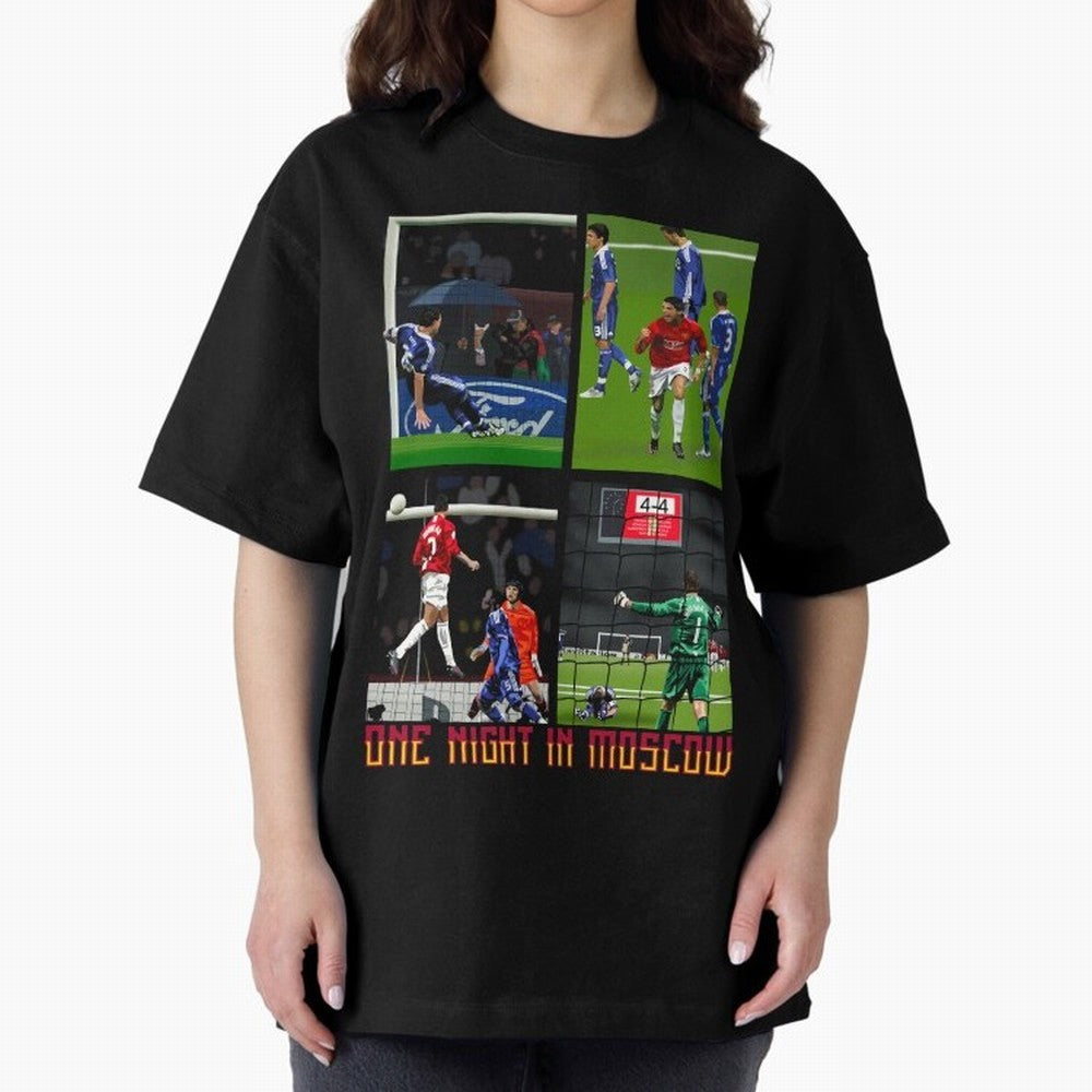 One Night in Moscow ¨C Manchester United 2008 Champions League Glory Artwork Oversized T-Shirt Make Memories around FIFA World Cup 2026 for Fans of Messi, Neymar and Mbappe and Spain and Netherlands, Bringing Global Supporter Spirit, Legendary