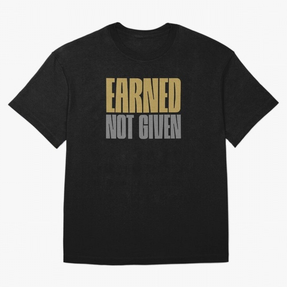 Earned not given Oversized T-Shirt Celebrate Fan Culture around Global Football Passion for FIFA World Cup 2026 USA Canada Mexico, with Neymar, Brazil, Vintage Soccer Flavor, Modern Football Stars, National Flags and Final Night Emotion; Ideal for