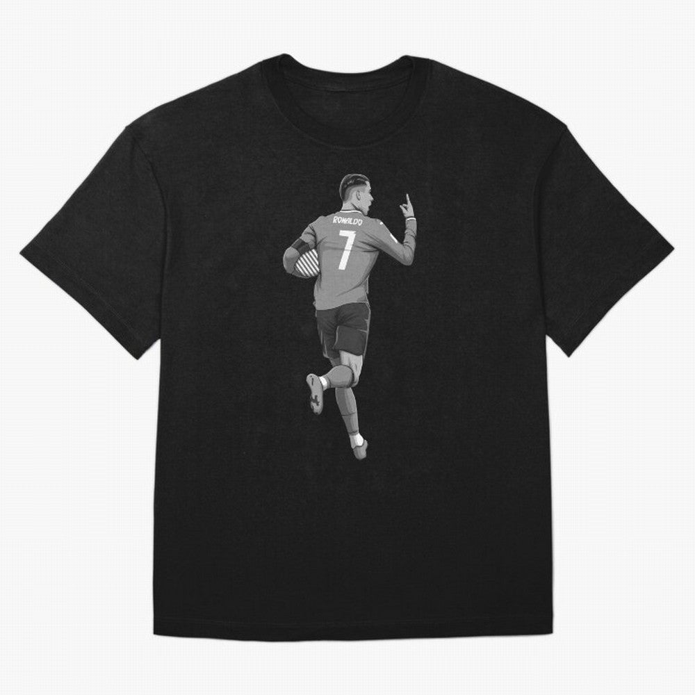Cristiano Ronaldo Black and White Version Oversized T-Shirt Honor the Football Icons of FIFA World Cup 2026 for Fans of Cristiano Ronaldo and Germany, Bringing Football Festival Excitement, Trophy Ambitions, Country Rivalries and Star Player Buzz;