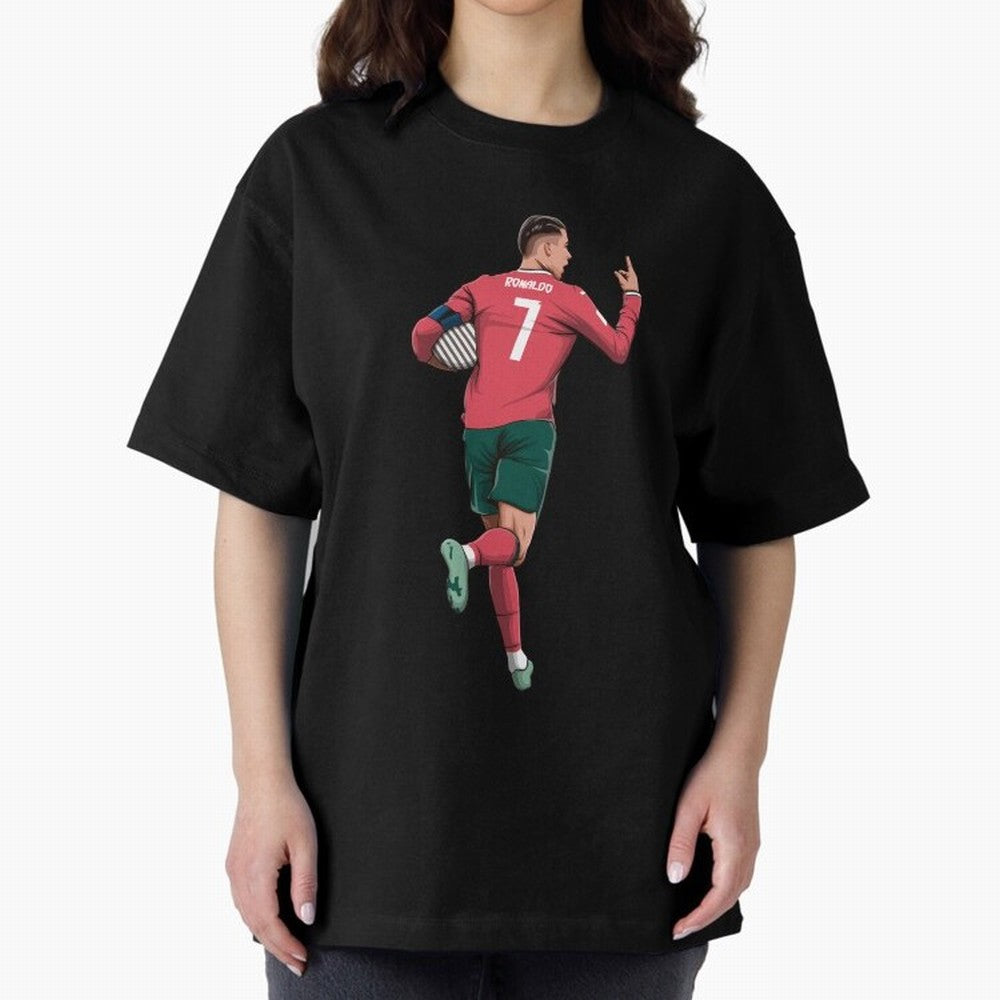 Cristiano Ronaldo Oversized T-Shirt Cheer for FIFA World Cup 2026 Group Stage Celebrating Cristiano Ronaldo, Haaland and CR7, Argentina Energy, Match Day Excitement, Supporter Culture, Golden Goals and Global Football Passion; Great for Watch