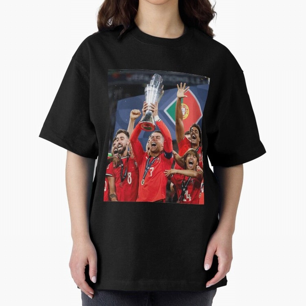 Portugal Football Team | 2025 Champions | Illustration Drawing Oversized T-Shirt Bring Global Tournament Vibes to Match Day Hype around FIFA World Cup 2026, CR7 and Messi, Brazil, Match Day Excitement, Supporter Culture, Golden Goals and Global