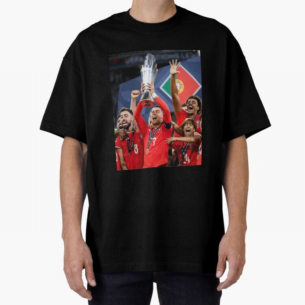 Portugal Football Team | 2025 Champions | Illustration Drawing Oversized T-Shirt Bring Global Tournament Vibes to Match Day Hype around FIFA World Cup 2026, CR7 and Messi, Brazil, Match Day Excitement, Supporter Culture, Golden Goals and Global