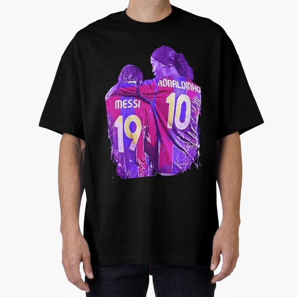 ronaldinho and messi - goat Oversized T-Shirt Represent Fans Who Live for Global Football Passion for FIFA World Cup 2026 Group Stage, Made for Haaland and Mbappe, Germany, Football History, Final Match Energy, Crowd Noise and Once in a Lifetime