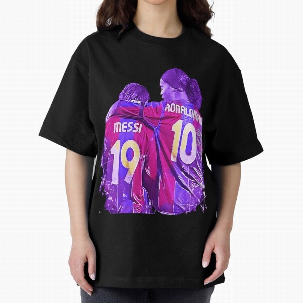 ronaldinho and messi - goat Oversized T-Shirt Represent Fans Who Live for Global Football Passion for FIFA World Cup 2026 Group Stage, Made for Haaland and Mbappe, Germany, Football History, Final Match Energy, Crowd Noise and Once in a Lifetime