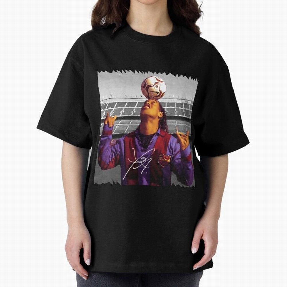 Ronaldinho - vintage Oversized T-Shirt Treasure Global Football Passion for FIFA World Cup 2026 USA Canada Mexico, Centered on CR7, Argentina, Goal Celebration Energy, Supporter Heritage, Football Icons and Worldwide Tournament Joy; Made for