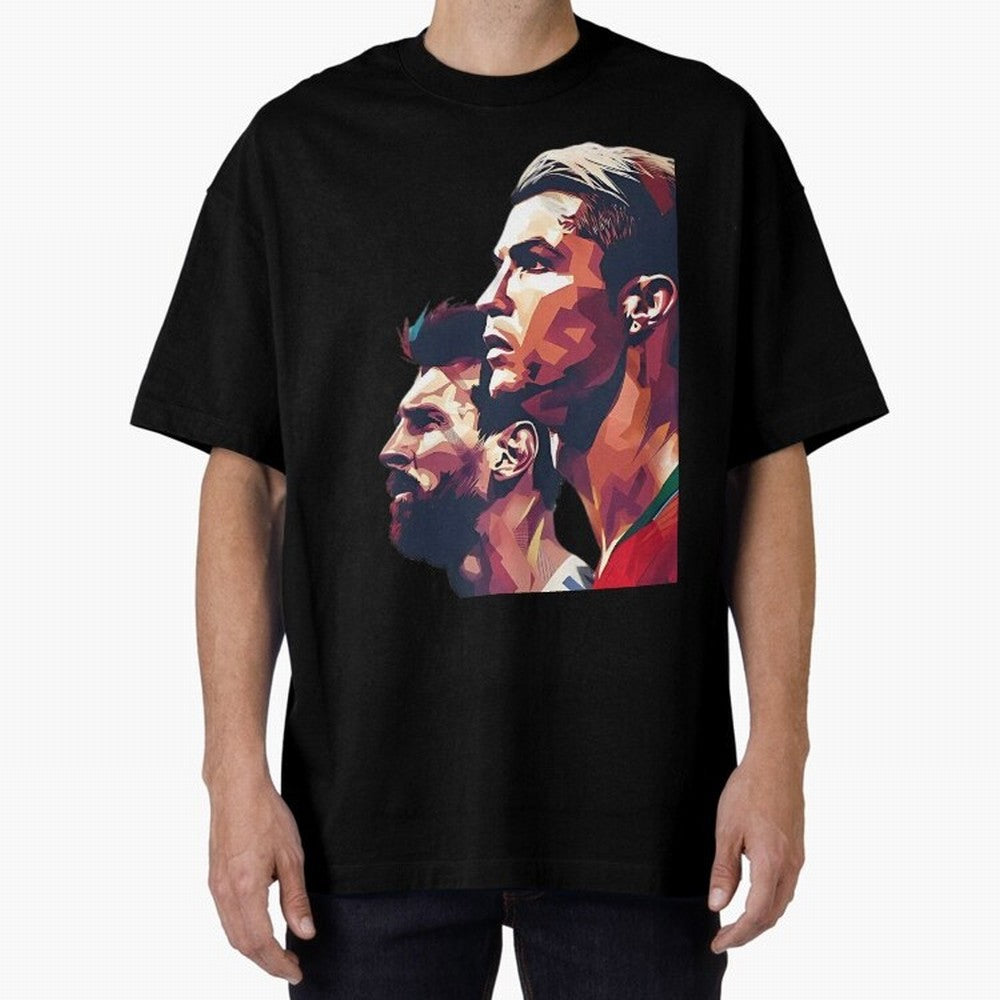 ronaldo and messi - Goat Oversized T-Shirt Follow the FIFA World Cup 2026 USA Canada Mexico Journey through CR7 Highlights, Spain and Netherlands Pride, Vintage Soccer Flavor, Modern Football Stars, National Flags and Final Night Emotion; Made for