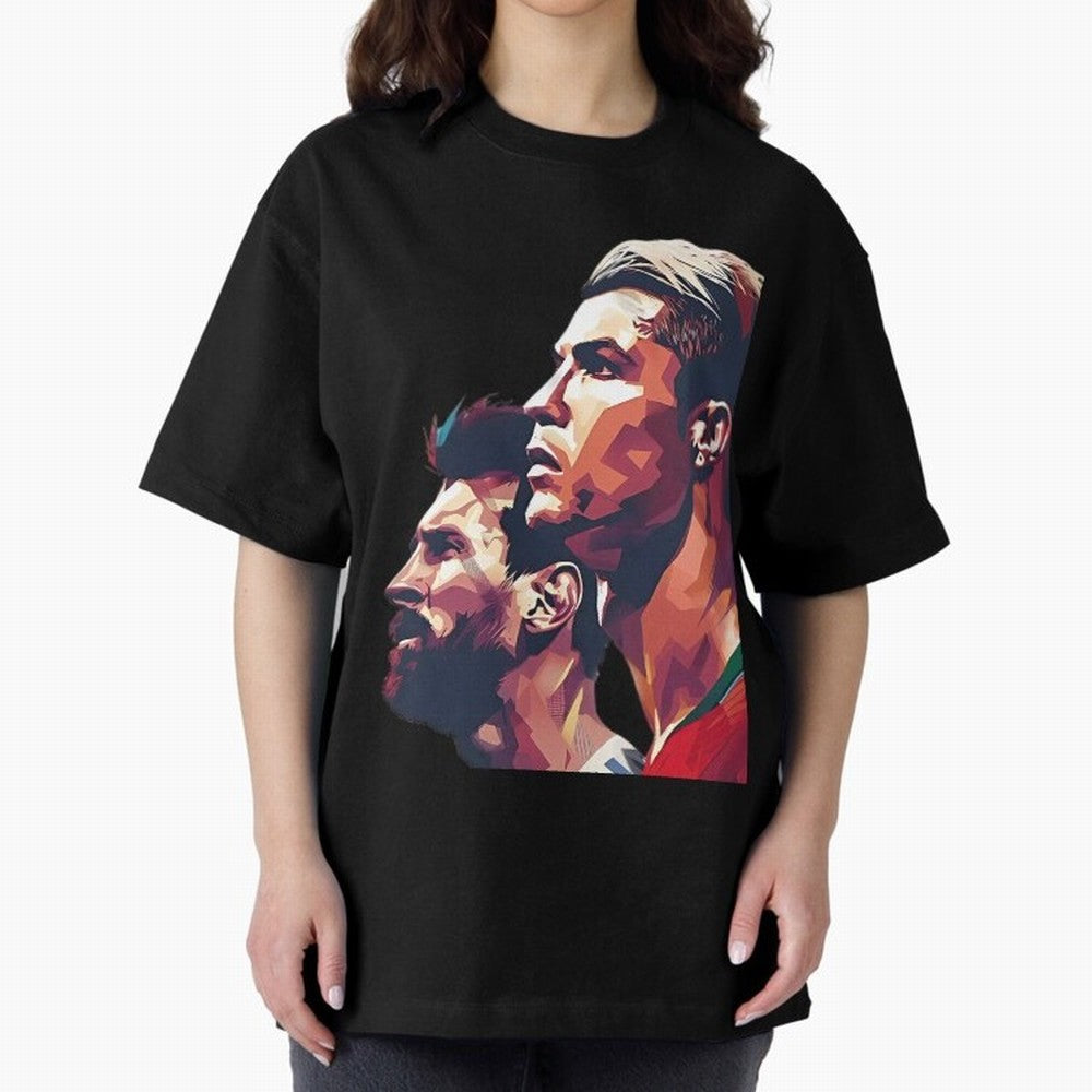 ronaldo and messi - Goat Oversized T-Shirt Follow the FIFA World Cup 2026 USA Canada Mexico Journey through CR7 Highlights, Spain and Netherlands Pride, Vintage Soccer Flavor, Modern Football Stars, National Flags and Final Night Emotion; Made for
