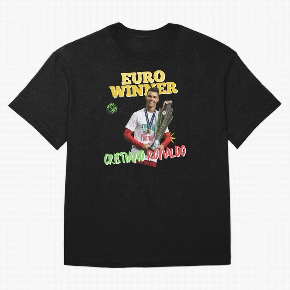 Cristiano Ronaldo Euro Winner Oversized T-Shirt Treasure FIFA World Cup 2026 for Fans of Mbappe and Neymar and Spain, Bringing Football History, Final Match Energy, Crowd Noise and Once in a Lifetime Moments; Great for Watch Parties, Sports Bars,