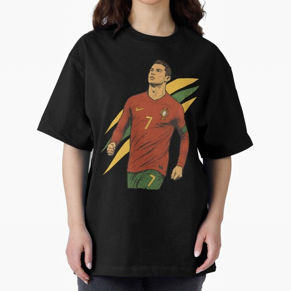 Cristiano Ronaldo Retro Portugal Football Art ¨C Vintage Supporter Design Oversized T-Shirt Get Ready for the FIFA World Cup 2026 Journey through Mbappe and Neymar Highlights, Brazil, Portugal and Argentina Pride, Football History, Final Match