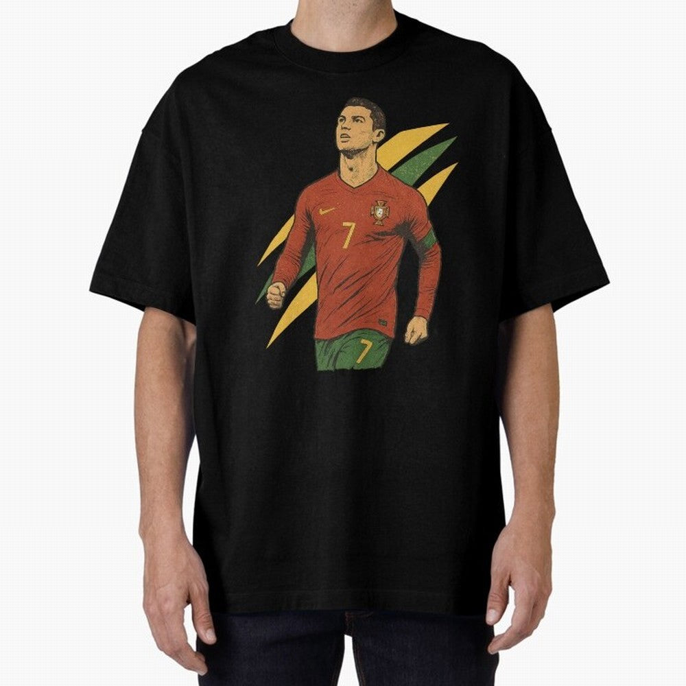 Cristiano Ronaldo Retro Portugal Football Art ¨C Vintage Supporter Design Oversized T-Shirt Get Ready for the FIFA World Cup 2026 Journey through Mbappe and Neymar Highlights, Brazil, Portugal and Argentina Pride, Football History, Final Match