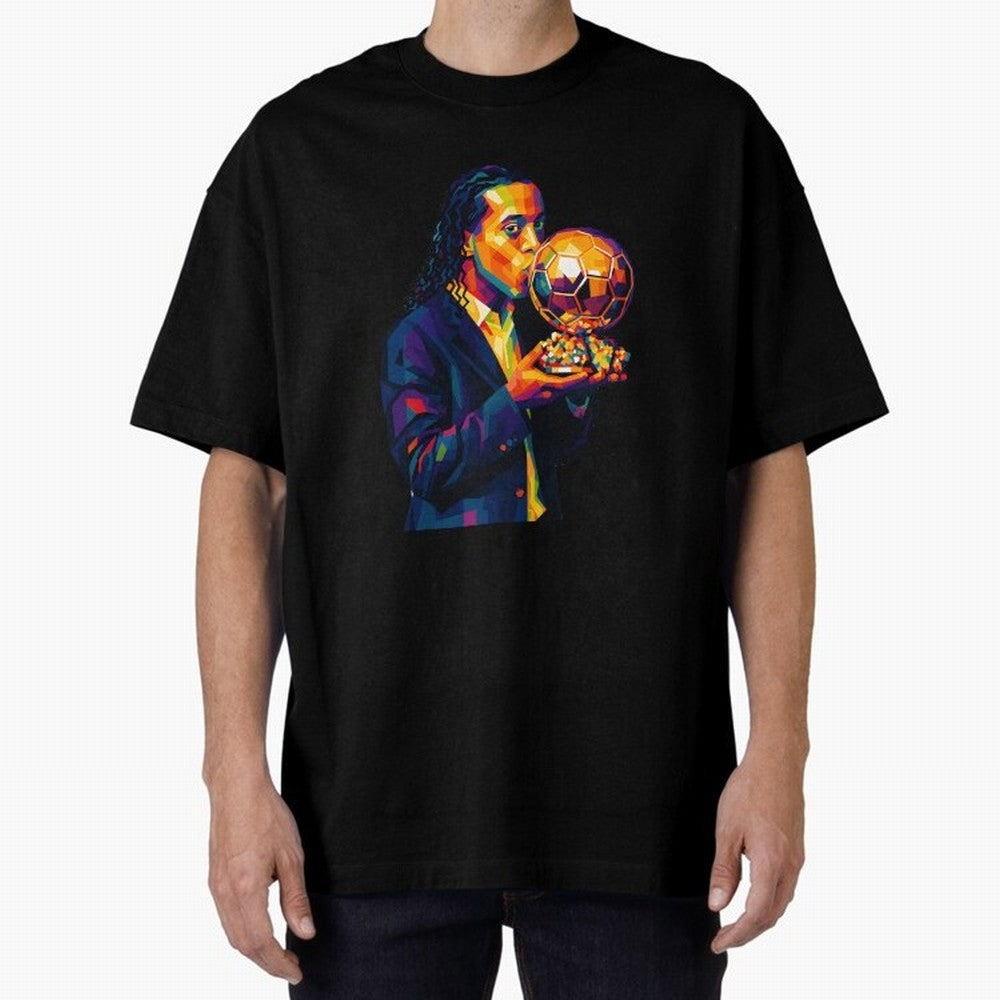 Ronaldinho Wpap Art Oversized T-Shirt Represent FIFA World Cup 2026 USA Canada Mexico Celebrating Neymar, Spain and Netherlands Energy, Football Passion, Legendary Performances, Festival Vibes and Supporter Community; Perfect for People Who Love