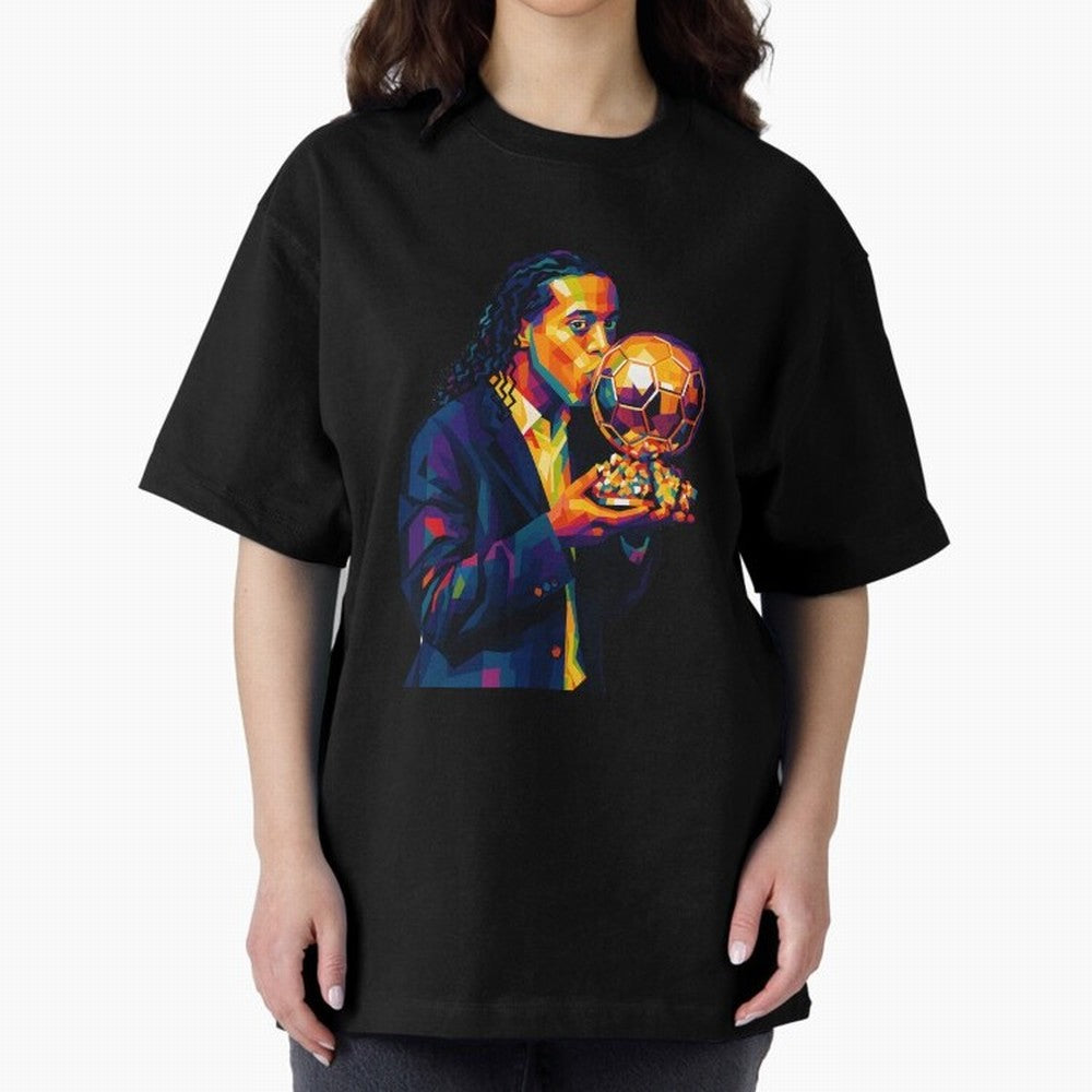 Ronaldinho Wpap Art Oversized T-Shirt Represent FIFA World Cup 2026 USA Canada Mexico Celebrating Neymar, Spain and Netherlands Energy, Football Passion, Legendary Performances, Festival Vibes and Supporter Community; Perfect for People Who Love