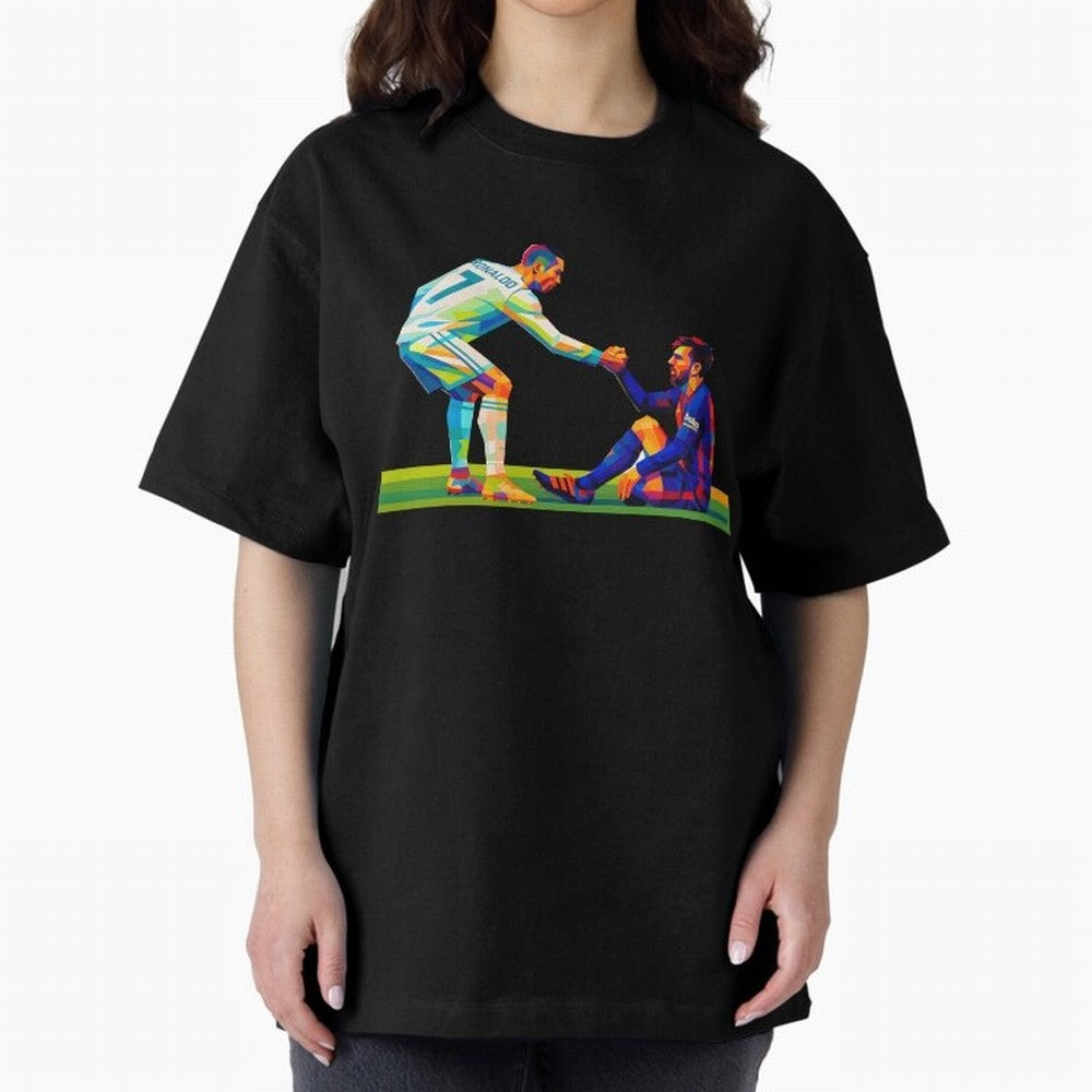 Cristiano Ronaldo & Messi Wpap Art Oversized T-Shirt Follow Every Goal of FIFA World Cup 2026 USA Canada Mexico Built around Haaland, Brazil Energy, Match Day Excitement, Supporter Culture, Golden Goals and Global Football Passion; Ideal for