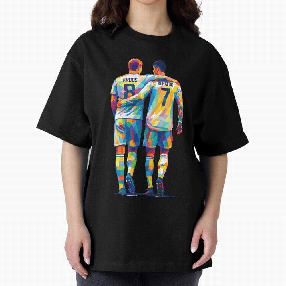 Cristiano Ronaldo & Toni Kroos Wpap Art Oversized T-Shirt Turn Every Weekend Toward Global Football Passion for FIFA World Cup 2026, Made for Mbappe, Germany, Championship Spirit, Famous Goals, Roaring Crowds and International Football Unity; Ideal