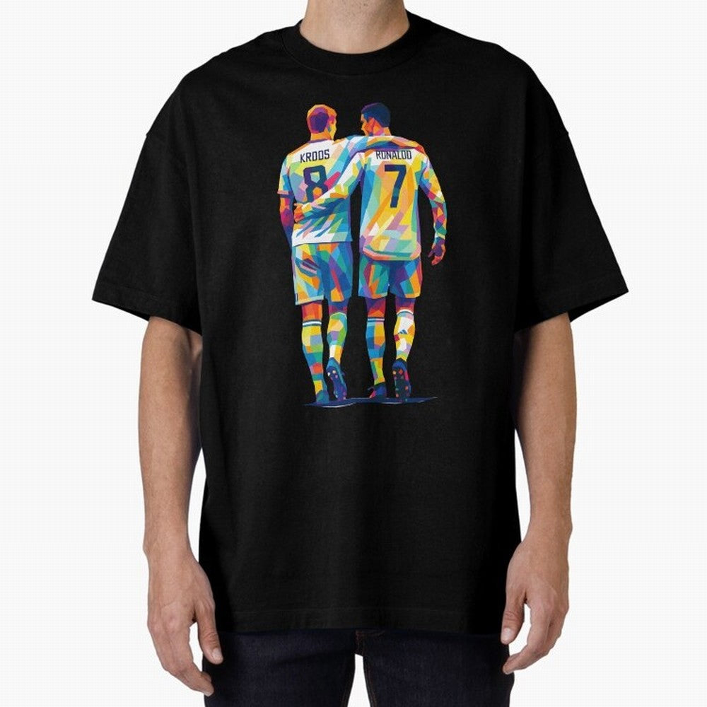 Cristiano Ronaldo & Toni Kroos Wpap Art Oversized T-Shirt Turn Every Weekend Toward Global Football Passion for FIFA World Cup 2026, Made for Mbappe, Germany, Championship Spirit, Famous Goals, Roaring Crowds and International Football Unity; Ideal