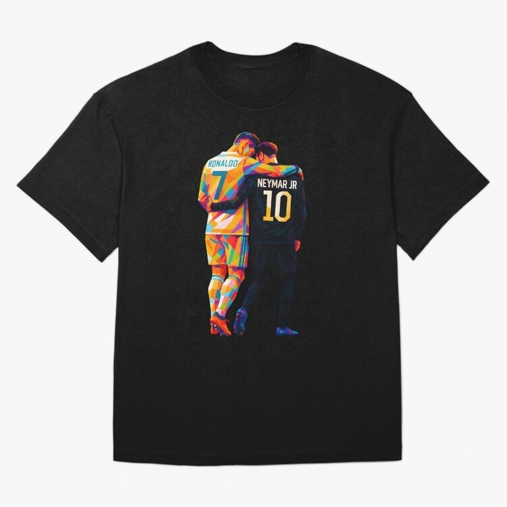 Cristiano Ronaldo & Neymar JR Wpap Art Oversized T-Shirt Feel the Trophy Chase of FIFA World Cup 2026 for Fans of Messi and Argentina, France and Brazil, Bringing Sports Nostalgia, International Competition, Famous Players and Unforgettable