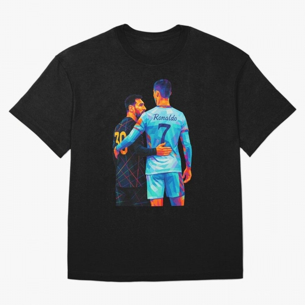 Cristiano Ronaldo & Messi Wpap Art Oversized T-Shirt Celebrate Classic Football Spirit in FIFA World Cup 2026 for Fans of Messi and Cristiano Ronaldo and England and Germany, Bringing Supporter Pride, Iconic Celebrations, Legendary Names and Global