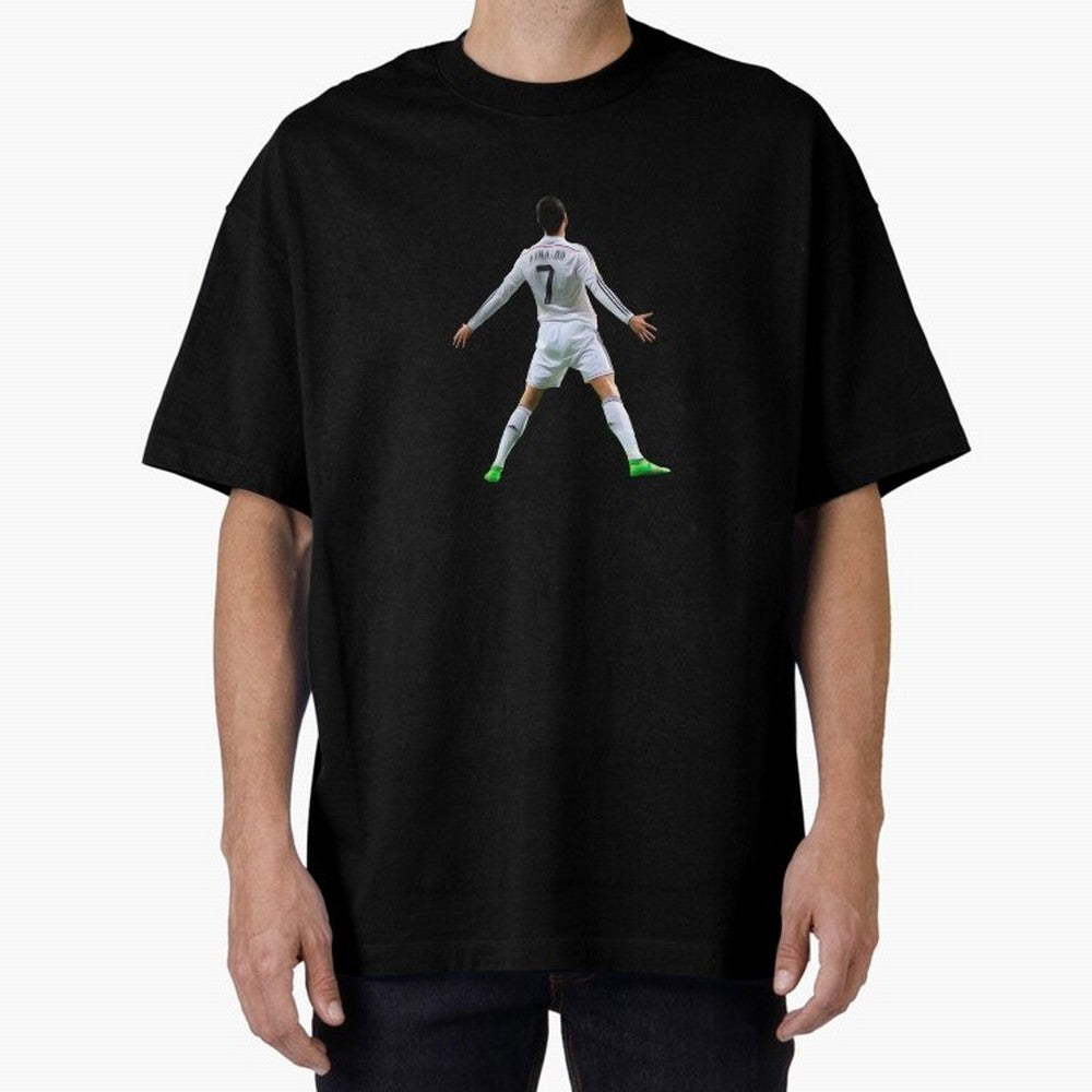DESIGN CRISTIANO RONALDO CR7 STICKER Oversized T-Shirt Support the Legends of FIFA World Cup 2026 Group Stage for Fans of Messi and Germany, Bringing Vintage Soccer Flavor, Modern Football Stars, National Flags and Final Night Emotion; Perfect for