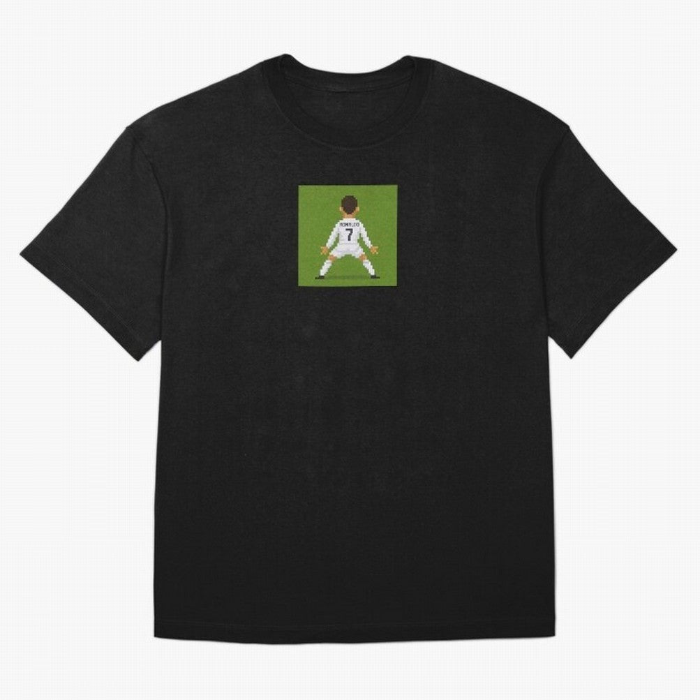 Cristiano Ronaldo Real Madrid Pixel Siuuu Art Oversized T-Shirt Celebrate Match Day Hype around FIFA World Cup 2026, Haaland, France and Portugal, Stadium Memories, Football Loyalty, International Chants and Championship Tradition; Ideal for
