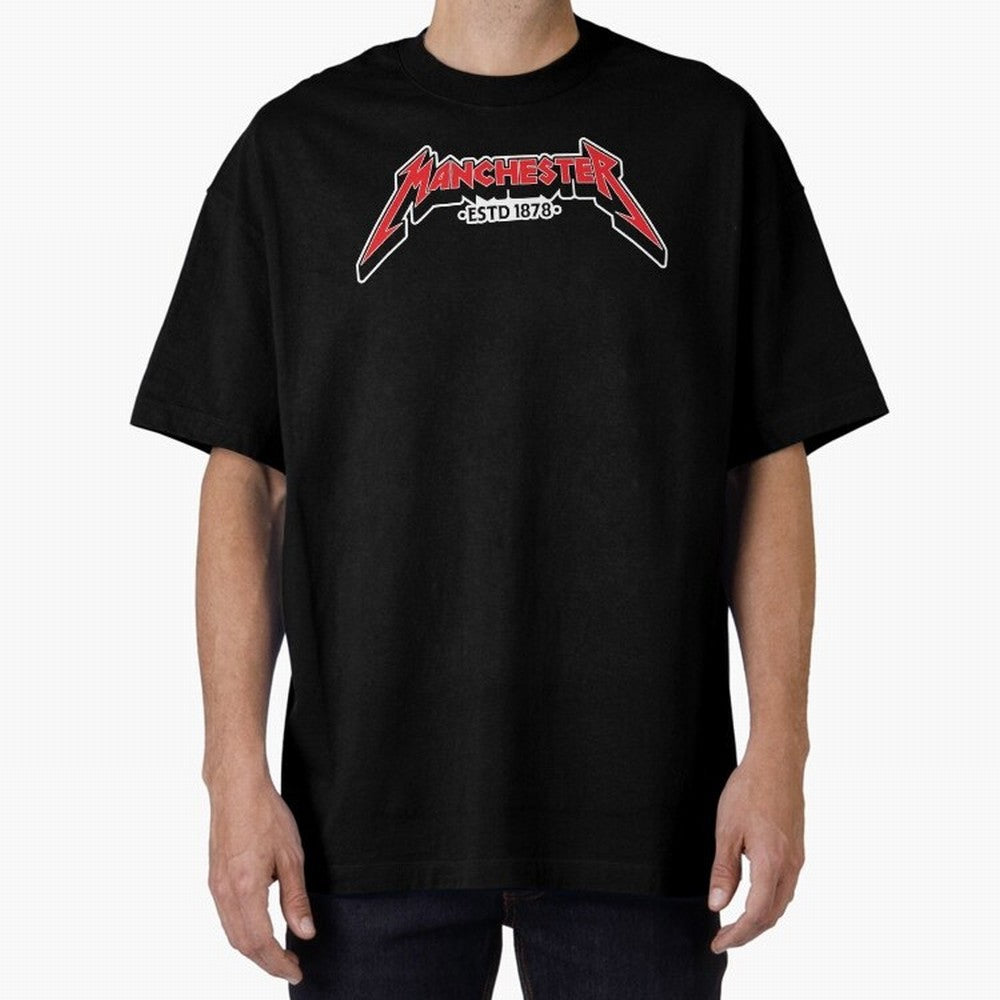 Manchester United Metal Font Oversized T-Shirt Create Match Day Hype around FIFA World Cup 2026, Messi, CR7 and Mbappe, Argentina and Brazil, Stadium Chants, National Pride, Trophy Dreams and Unforgettable Football Memories; Created for Match Day