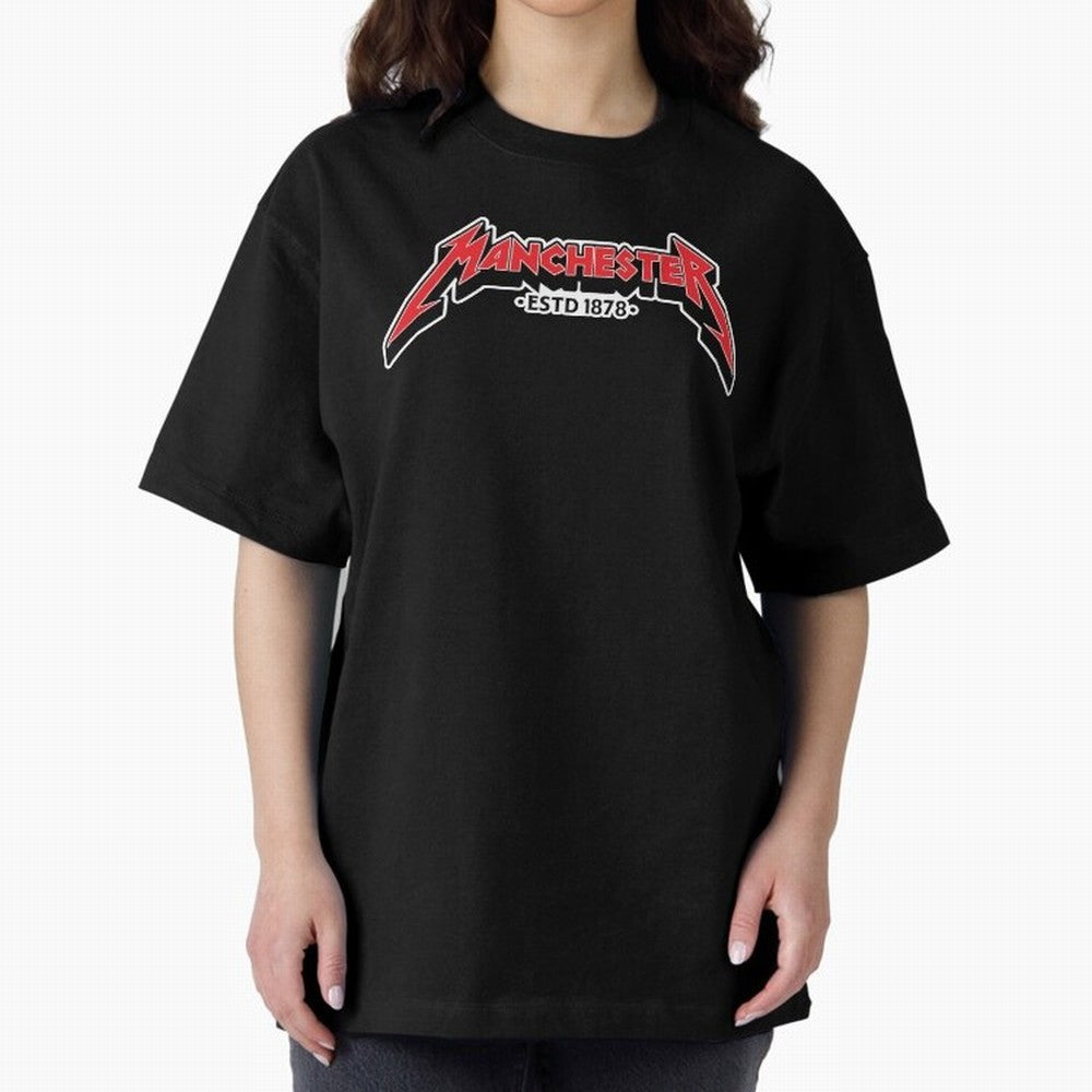 Manchester United Metal Font Oversized T-Shirt Create Match Day Hype around FIFA World Cup 2026, Messi, CR7 and Mbappe, Argentina and Brazil, Stadium Chants, National Pride, Trophy Dreams and Unforgettable Football Memories; Created for Match Day