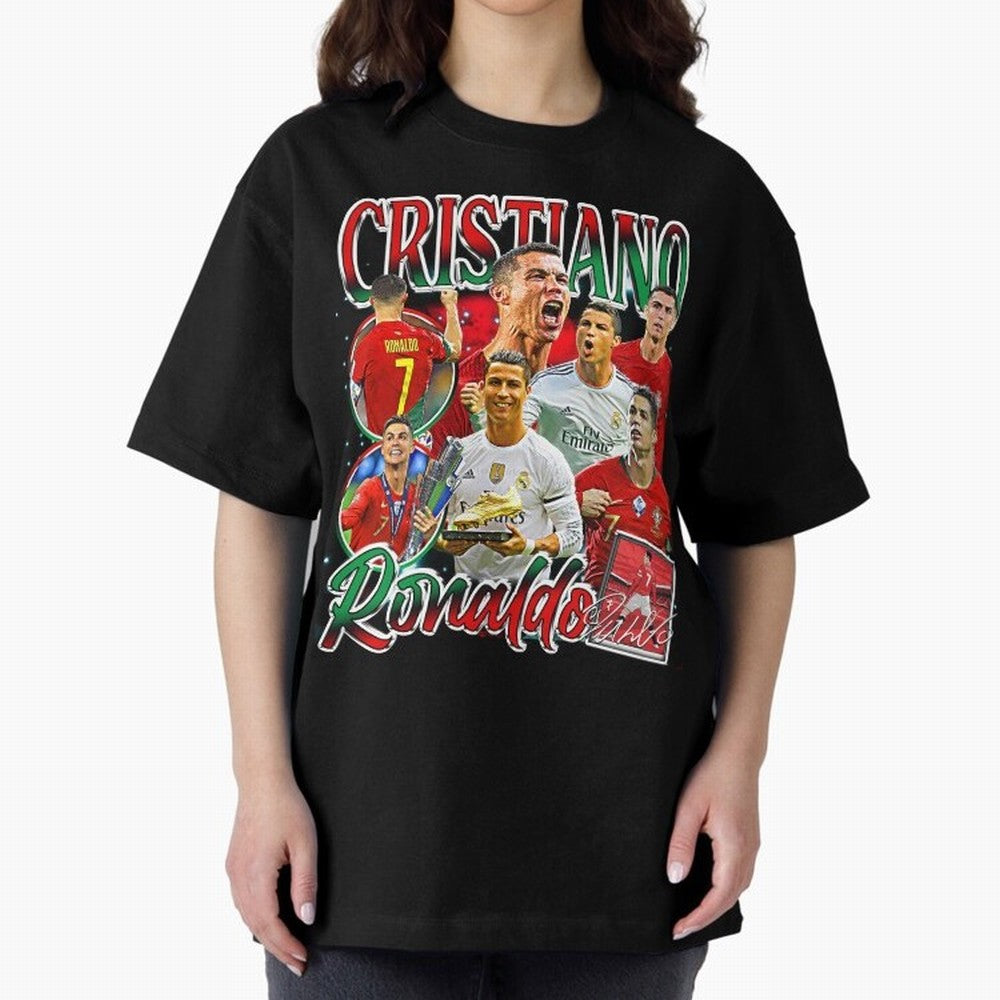 Cristiano Ronaldo Premium Quality Oversized T-Shirt Treasure Global Football Passion for FIFA World Cup 2026 USA Canada Mexico, Inspired by Mbappe, Argentina, Stadium Chants, National Pride, Trophy Dreams and Unforgettable Football Memories; Ideal