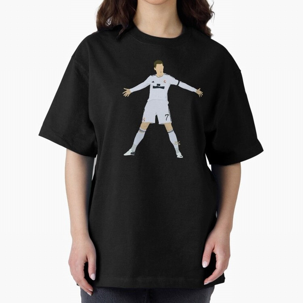 Cristiano Ronaldo celebrates at Real Madrid Oversized T-Shirt Bring a Vintage Feel to FIFA World Cup 2026 Group Stage for Fans of Cristiano Ronaldo, Haaland and CR7 and France and Portugal, Bringing Vintage Soccer Flavor, Modern Football Stars,