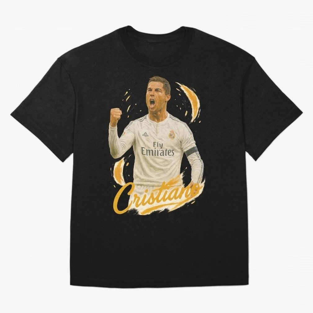 Cristiano Ronaldo Madrid Art - Iconic Soccer Legend Tribute Oversized T-Shirt Make Game Day About FIFA World Cup 2026 USA Canada Mexico for Fans of CR7 and Messi and Argentina, France and Brazil, Bringing Stadium Memories, Football Loyalty,