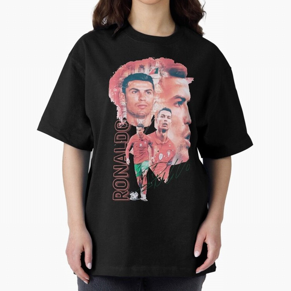 Cristiano Ronaldo Design Oversized T-Shirt Unlock the FIFA World Cup 2026 Group Stage Journey through Neymar, Haaland and Cristiano Ronaldo Highlights, Portugal, Spain and Germany Pride, Worldwide Fan Energy, Dramatic Goals, Stadium Lights and