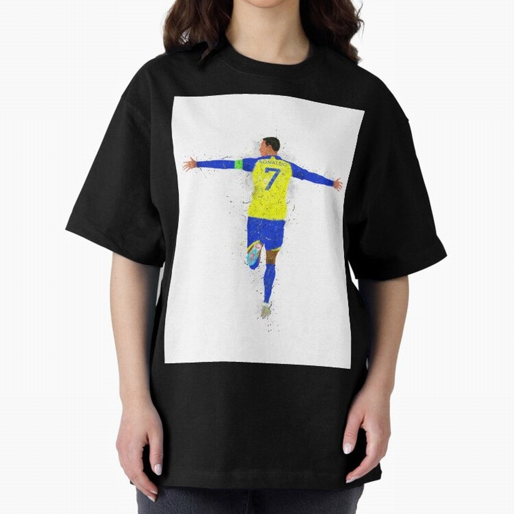 Cristiano Ronaldo Al Nassr Football Oversized T-Shirt Feel the Roar of FIFA World Cup 2026 Group Stage for Fans of Neymar, Haaland and Cristiano Ronaldo and Argentina, France and Brazil, Bringing Match Day Excitement, Supporter Culture, Golden