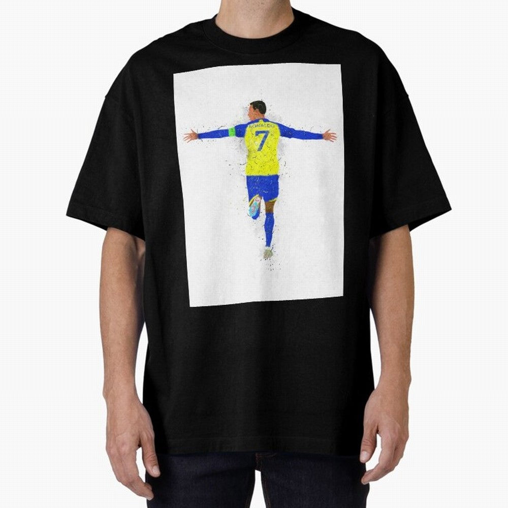 Cristiano Ronaldo Al Nassr Football Oversized T-Shirt Feel the Roar of FIFA World Cup 2026 Group Stage for Fans of Neymar, Haaland and Cristiano Ronaldo and Argentina, France and Brazil, Bringing Match Day Excitement, Supporter Culture, Golden