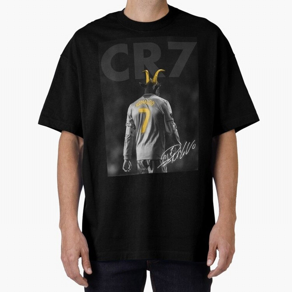 CR7 The Goat Poster Oversized T-Shirt Bring a Champion Mindset to FIFA World Cup 2026 Group Stage Spirit, Capturing Spain, Cristiano Ronaldo, Haaland and CR7, Champion Mindset, Group Stage Buzz, Knockout Tension and Passionate Fan Culture; Great