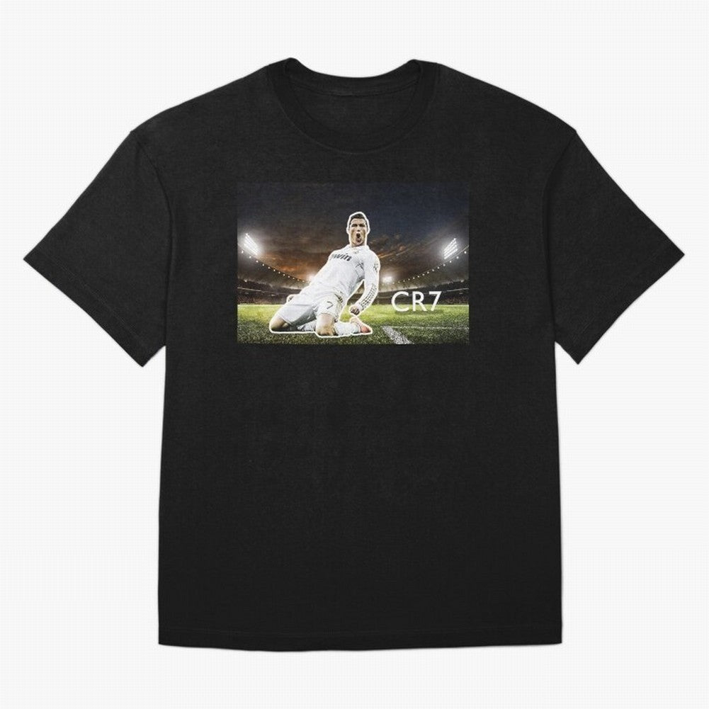 Cristiano Ronaldo Celebration Scene Oversized T-Shirt Make Every Match About Global Football Passion for FIFA World Cup 2026, Centered on Cristiano Ronaldo, France, Game Day Rituals, Football Legends, Country Pride and the Road to the Final;