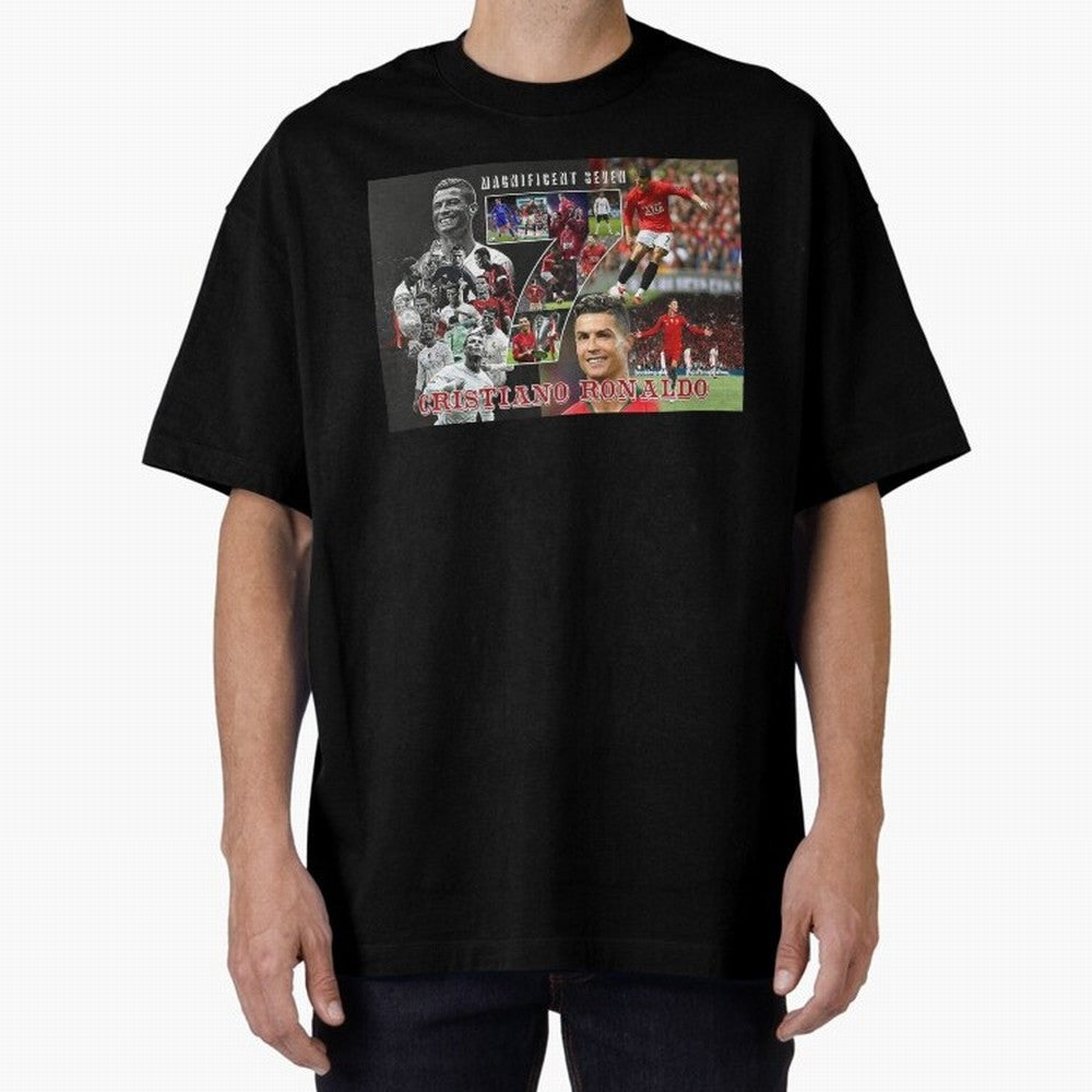 Cristiano Ronaldo - Magnificent 7 Poster Oversized T-Shirt Show Passion for the Stars of Global Football Passion for FIFA World Cup 2026, Built around CR7 and Messi, France, Football Passion, Legendary Performances, Festival Vibes and Supporter