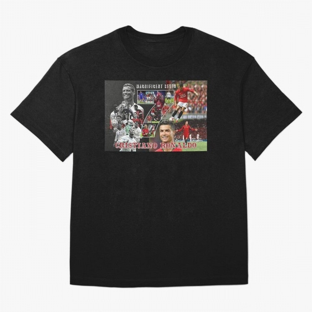 Cristiano Ronaldo - Magnificent 7 Poster Oversized T-Shirt Show Passion for the Stars of Global Football Passion for FIFA World Cup 2026, Built around CR7 and Messi, France, Football Passion, Legendary Performances, Festival Vibes and Supporter