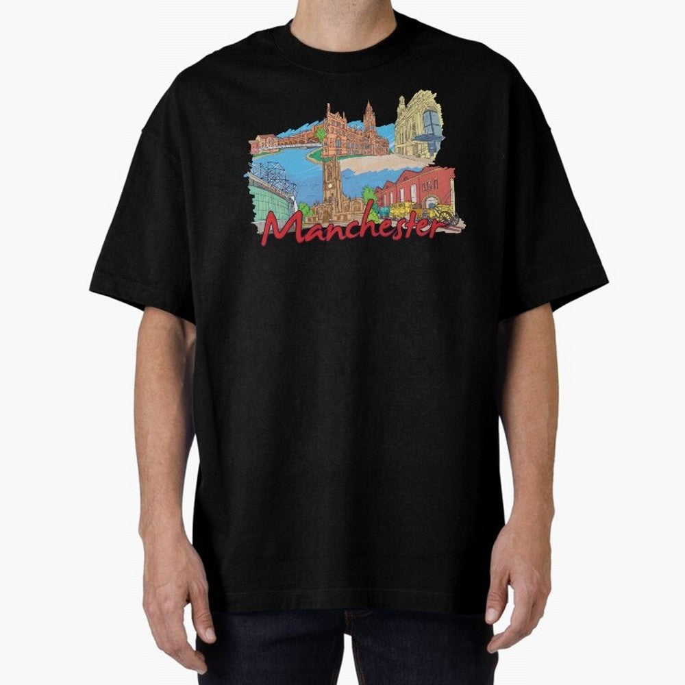 Manchester Oversized T-Shirt Turn Up for the FIFA World Cup 2026 Journey through Messi, Neymar and Mbappe Highlights, France and Portugal Pride, Championship Spirit, Famous Goals, Roaring Crowds and International Football Unity; Ideal for