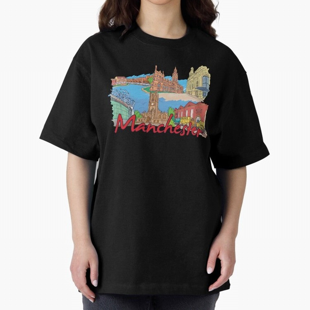 Manchester Oversized T-Shirt Turn Up for the FIFA World Cup 2026 Journey through Messi, Neymar and Mbappe Highlights, France and Portugal Pride, Championship Spirit, Famous Goals, Roaring Crowds and International Football Unity; Ideal for