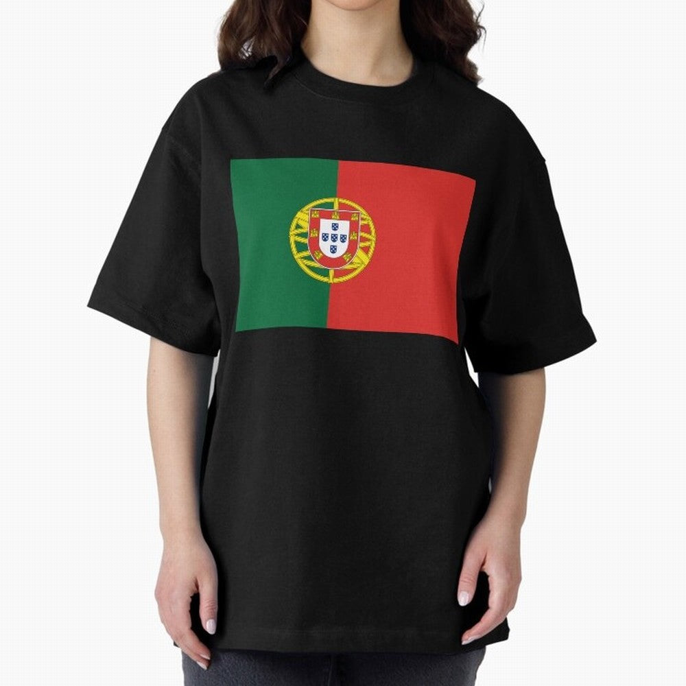 Portugal Flag Oversized T-Shirt Celebrate Football Heritage in Global Football Passion for FIFA World Cup 2026 Group Stage, Celebrating Haaland, England, France and Netherlands, Championship Spirit, Famous Goals, Roaring Crowds and International