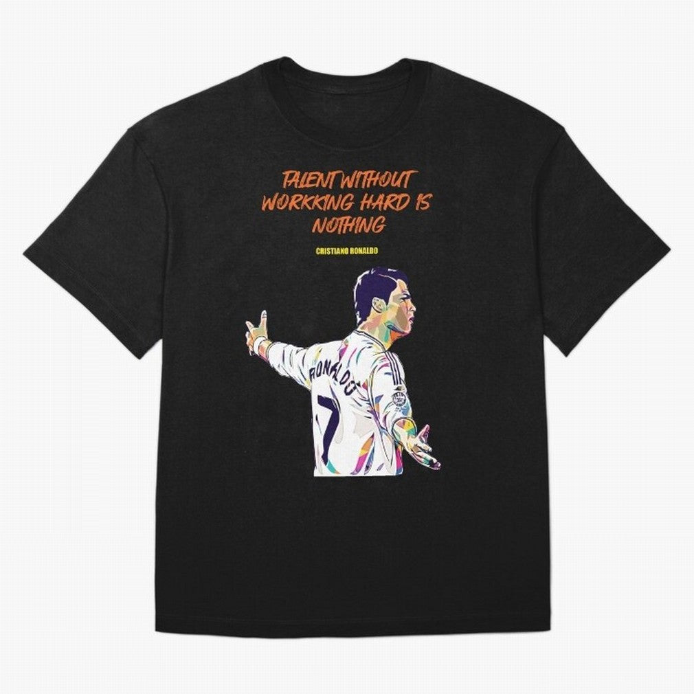 Cristiano Ronaldo Motivational Quote Oversized T-Shirt Follow FIFA World Cup 2026 Group Stage for Fans of Mbappe and Argentina, Bringing Stadium Memories, Football Loyalty, International Chants and Championship Tradition; Great for Supporters Who