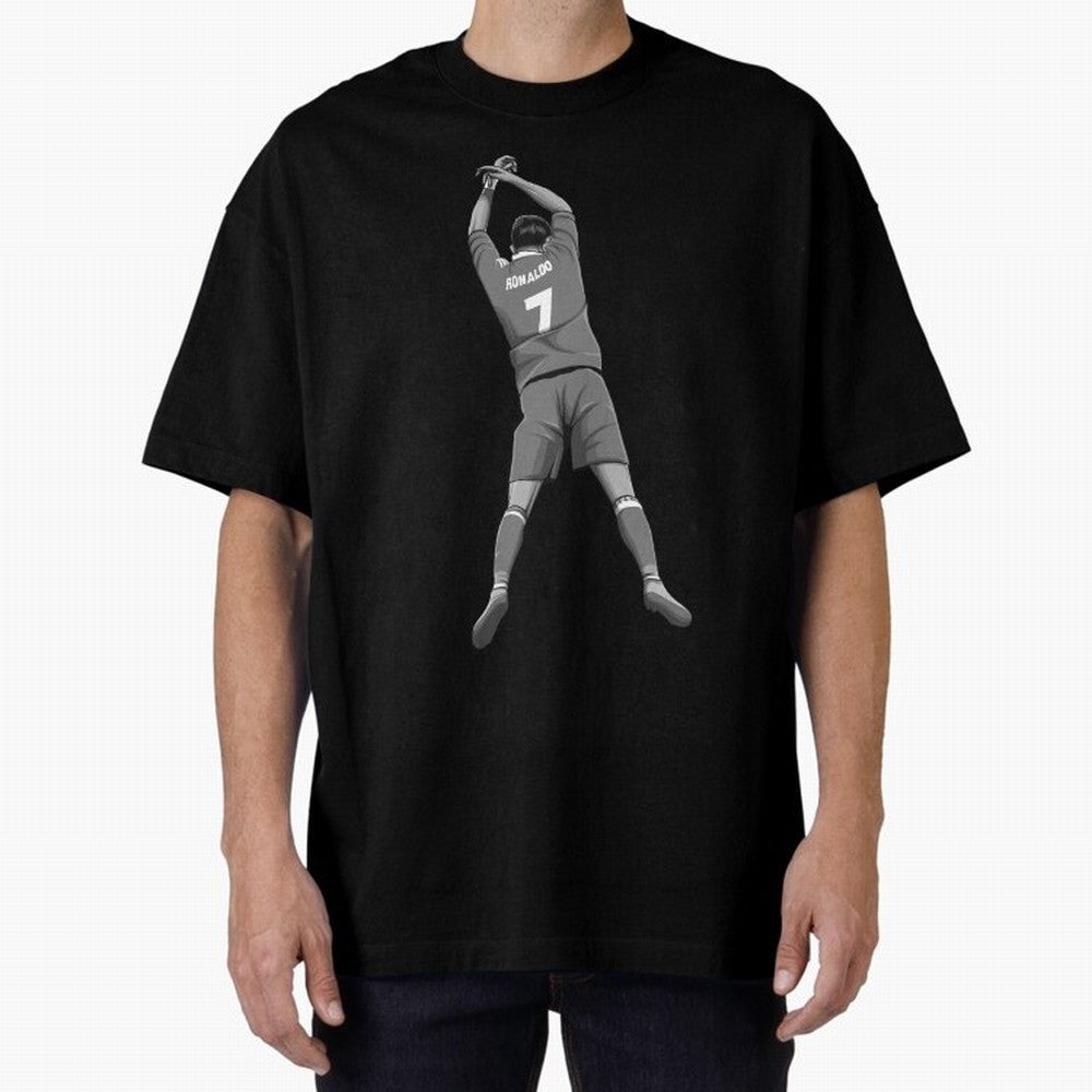 Cristiano Ronaldo Black and White Version Oversized T-Shirt Get Ready for FIFA World Cup 2026 for Fans of CR7 and Messi and Argentina and Brazil, Bringing Football History, Final Match Energy, Crowd Noise and Once in a Lifetime Moments; Created for