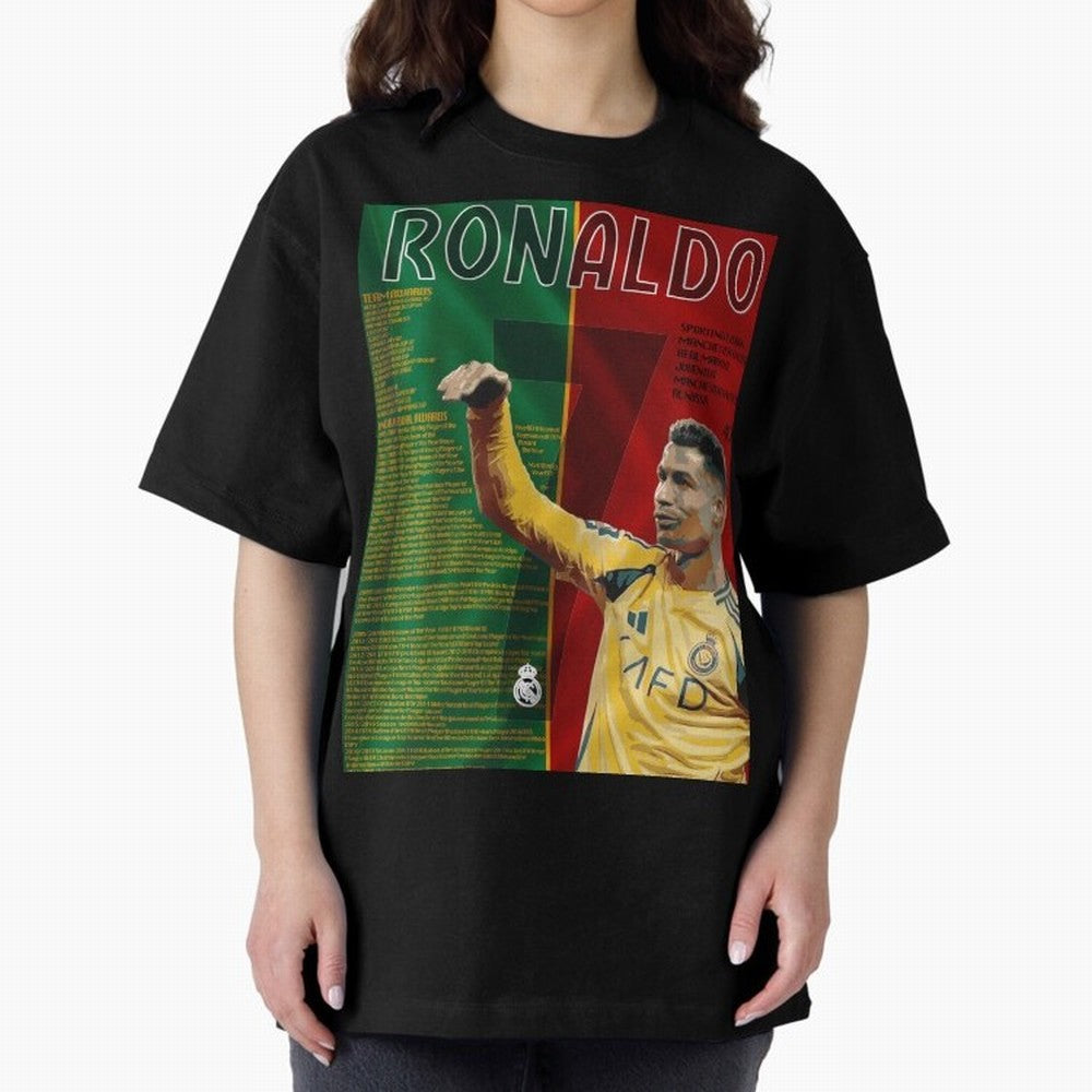 cristiano ronaldo 40th birthday tribute poster Oversized T-Shirt Bring World Football Passion into FIFA World Cup 2026 USA Canada Mexico Driven by Mbappe, England, France and Netherlands Energy, Sports Nostalgia, International Competition, Famous