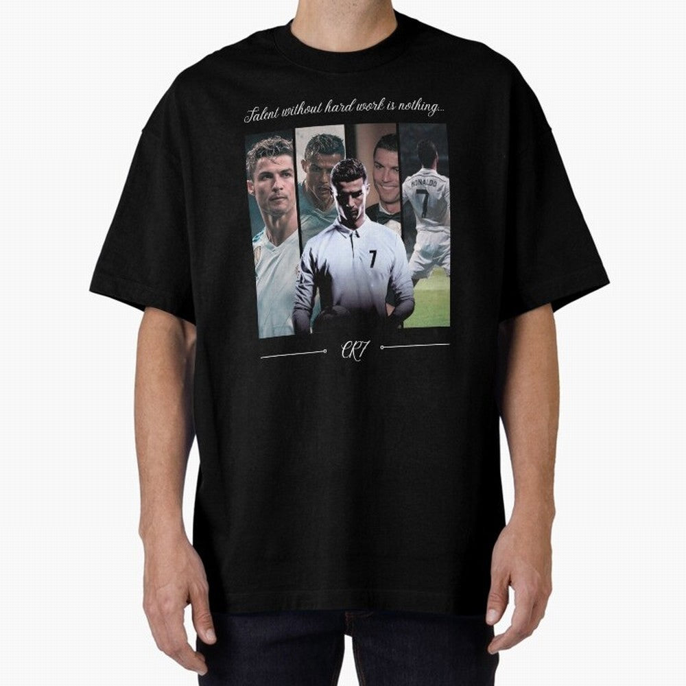 Ronaldo CR7 Oversized T-Shirt Fuel Match Day Hype around FIFA World Cup 2026, Messi, Portugal, Spain and Germany, Global Supporter Spirit, Legendary Goals, National Colors and Tournament Celebration; Great for Watch Parties, Sports Bars, Family